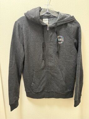 PINK Victoria's Secret Dark Gray Zip-Up Hoodie